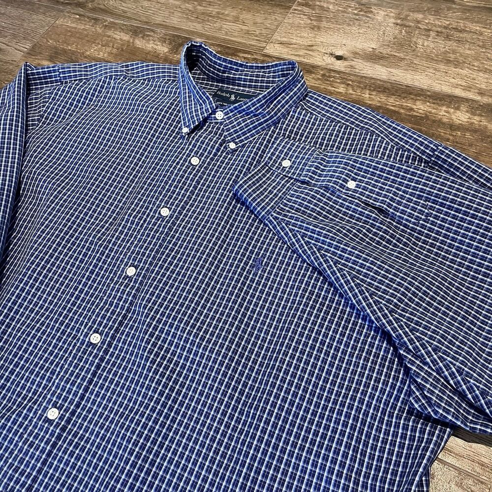 Vintage Polo Ralph Lauren Shirt Mens 3XB Big & Tall Plaid Button Down 90s Y2K